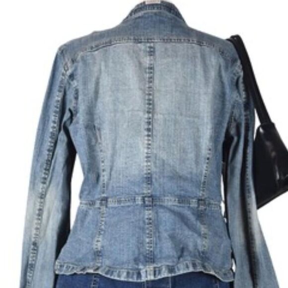 Vintage Y2k Guess Women's Denim Jacket Coquette Moto - Picture 4 of 7